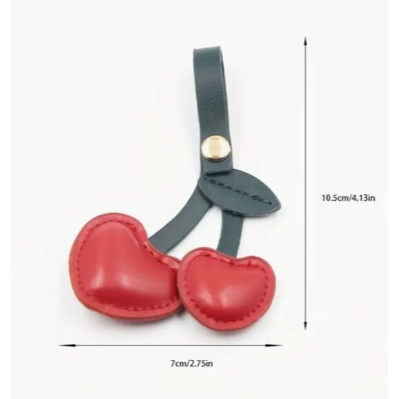 Red Cherries Cherry Keyring Keychain Key Ring Bag Hang - Picture 3 of 7